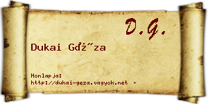 Dukai Géza névjegykártya