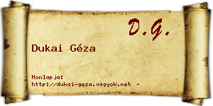 Dukai Géza névjegykártya
